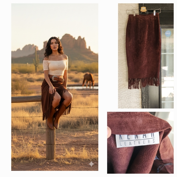 Arrow Rich Brown Fringe Midi Skirt
